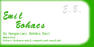 emil bohacs business card
